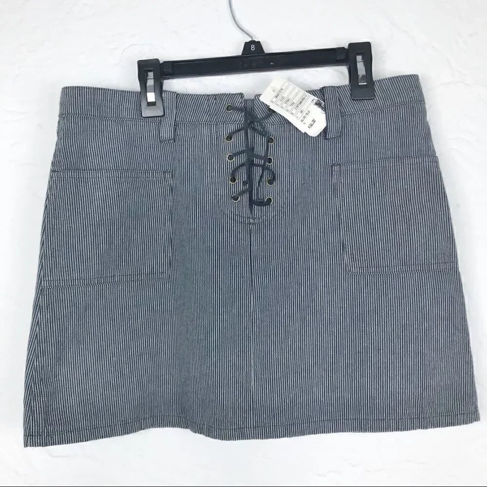 NWT Urban Outfitters Blue Pinstripe Lace Tie Skirt